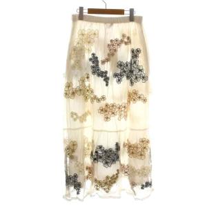 QUEENE AND BELLE Fleur Cammo Skirt フレアスカート ロング マキシ 花 フラワー レース 刺繍 シアー シースルー チュール