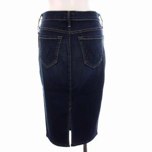 MOTHER 2017年製 THE PEG SLIT SKIRT タイト デニム スカート ウォッシュ加工 ひざ丈 25 インディゴネイビー