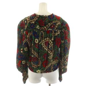 ISABEL MARANT ブラウス 長袖 ショート丈 ベロア 総柄 38 マルチカラー グリーン ブラック レッド ブルー