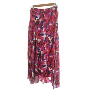 ISABEL MARANT フレアスカート ミモレ ロング 花柄 絹混 シルク混 36 S 紫 パープル