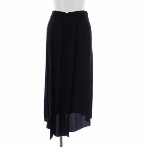 ロングフレアスカート アシンメトリー イージー 34 XS 黒 ブラック