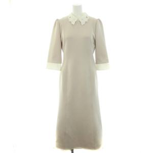 22AW ワンピース 付け衿 レース ナロースカート 七分丈 36 S グレー