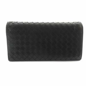 BOTTEGA VENETA 長財布 二つ折り イントレチャート レザー 黒 ブラック 156819