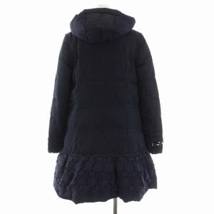 Chesty ダウンコート レース ベロア切替 ビジュー ジップアップ アウター 0 S 紺 ネイビー