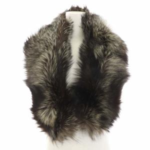 SAGA FOX ティペット マフラー フォックスファー 毛皮 ダークブラウン 白 ホワイト