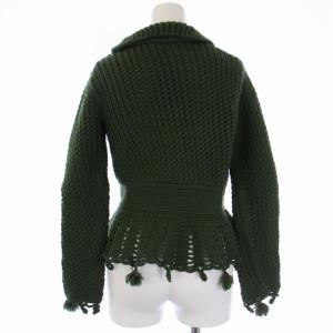 Max Mara ニット カーディガン 長袖 厚手 ステンカラー デザイン ウール S 緑 グリーン