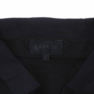 LANVIN ポロシャツ 半袖 襟切替 無地 コットン100％ S 紺 ネイビー