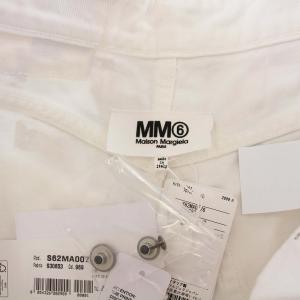 MM6 Maison Margiela チェックプリント デニムスカート ロング カットオフ ボタンフライ 40 M 白 赤 ホワイト レッド S62MA0076