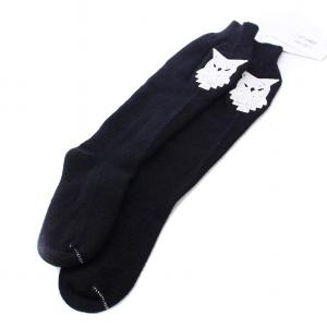 Alpaca wool socks アルパカウールソックス 靴下 刺繍 S 黒 ブラック S31TL0028