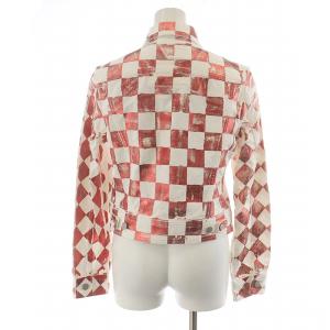 MM6 Maison Margiela デニムジャケット チェック柄 38 ホワイト レッド S62AN0065