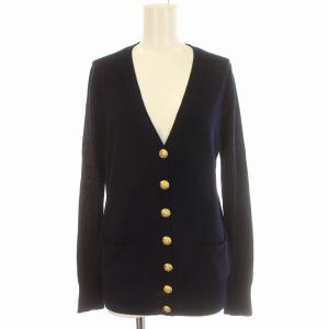 カーディガン ニット カシミヤ混 金ボタン 長袖 F ネイビー 紺