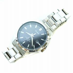 SEIKO 腕時計 ソーラー デイト 黒文字盤 シルバーカラー AS32-KVD0