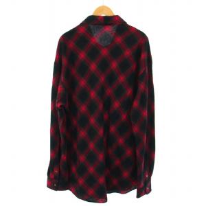 glamb Big ombre check SH シャツ チェック 長袖 M 赤 レッド 黒 ブラック GB0420/SH07