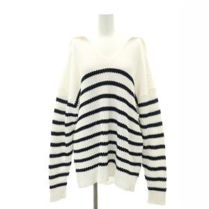 アゼボーダーニット セーター セーラーカラー 長袖 白 紺 ホワイト ネイビー /DF MA