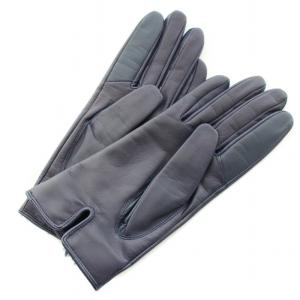 LANVIN COLLECTION グローブ 手袋 レザー 裏地ファー ロゴ 紺 ネイビー