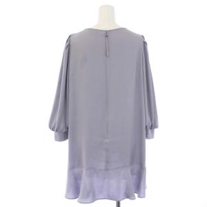 TO BE CHIC 22SS バックサテンジョーゼットチュニックブラウス シャツ 長袖 クルーネック タック フリル 42 L 水色 ライトブルー