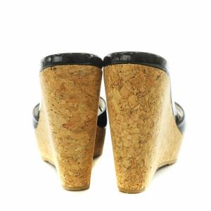 JIMMY CHOO サンダル ウェッジソール エナメル 35 22.0cm 黒 ブラック