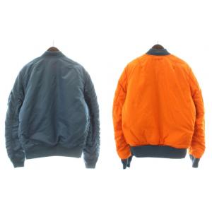ALPHA INDUSTRIES INDUSTRIES MA-1 フライトジャケット ブルゾン 中綿 ジップアップ リバーシブル XL 青 ブルー オレンジ