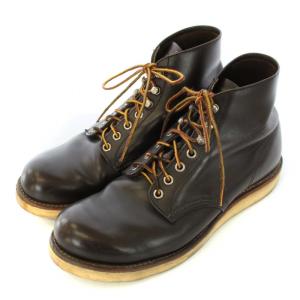 RED WING ブラウンチーフプレーントゥブーツ ショートブーツ レースアップ レザー ロゴ US8 26cm