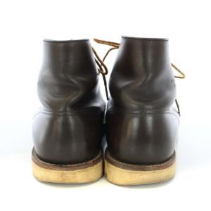 RED WING ブラウンチーフプレーントゥブーツ ショートブーツ レースアップ レザー ロゴ US8 26cm