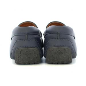BALLY PIKAT-I ドライビングシューズ ローファー スリッポン スクエアトゥ レザー ロゴ US6.5 23.5cm 紺 ネイビー