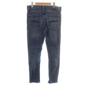 Nudie Jeans デニムパンツ ジーンズ ジップフライ USED加工 スリム スキニー ストレッチ W31 L32 紺 ネイビー
