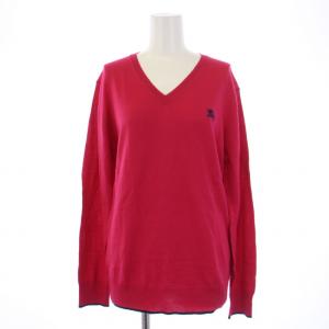 ニット セーター 長袖 Vネック ロゴ刺繍 ウール 2 M ピンク D1N01-600-14