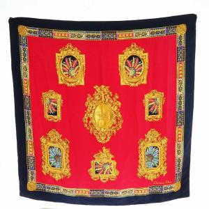 スカーフ シルク 絹 花柄 ピンク ゴールド色 紺 ネイビー