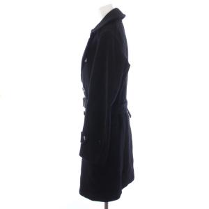 Scye トレンチコート メルトンコート ロング ダブル ベルト付き ウール 36 S 黒 ブラック