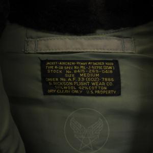 BUZZ RICKSON’S N-3B MIL-J-0418 フライトジャケット ブルゾン ジップアップ フード ボア ファー ウール M カーキ 8415-269-0418