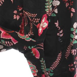 CINOH ETHNIC PATTERN ELASTIC PANTS BLACK エスニックパターン イージーパンツ ワイド サテン 花柄