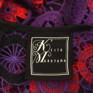 KEITA MARUYAMA レース ブラウス 半袖 花柄 刺繍 シースルー 2 M 紫 パープル