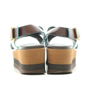 FENDI ストラップサンダル 厚底 クロス レザー 34 22cm 茶 ブラウン