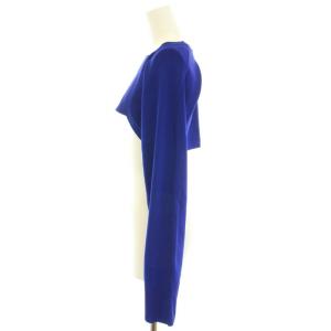 UN3D. 22SS ニット セーター スクエアネック 長袖 ショート丈 ハイゲージ F 青 ブルー