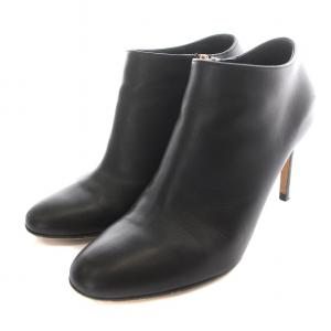 Sergio Rossi ブーティ ショートブーツ ビブラム レザー サイドジップ ハイヒール ピンヒール 35.5 22.5cm 黒 ブラック