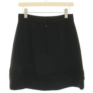 DOLCE&GABBANA 台形スカート ひざ丈 レース 刺繍 装飾 ウール シルク 40 L 黒 ブラック /BB GY30