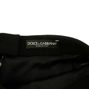 DOLCE&GABBANA 台形スカート ひざ丈 レース 刺繍 装飾 ウール シルク 40 L 黒 ブラック /BB GY30