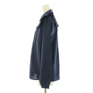 A.P.C. シャツ ブラウス 長袖 レギュラーカラー フリル グラフチェック柄 36 S 紺 ネイビー