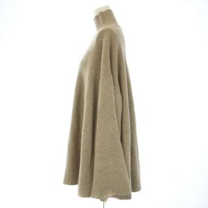 CLANE 2WAY CAPE KNIT TOPS ケープニットトップス ポンチョ リブ ハイネック 長袖 ウール混 1 S べージュ