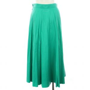 MM6 Maison Margiela プリーツスカート フレア マキシ ロング フェイクレザー 40 L 緑 グリーン