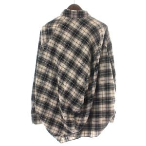 ANREALAGE ANSEASON カジュアルシャツ 長袖 チェック アシンメトリー 48 M ベージュ 黒 ブラック /NW6