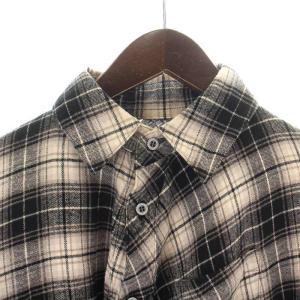 ANREALAGE ANSEASON カジュアルシャツ 長袖 チェック アシンメトリー 48 M ベージュ 黒 ブラック /NW6