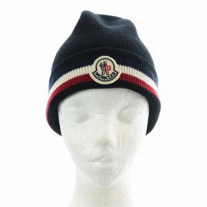 MONCLER 22AW BERRETTO TRICOT ニットキャップ ビーニー 帽子 ロゴワッペン ウール 58-66cm 黒 ブラック