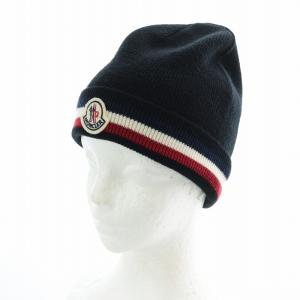 MONCLER 22AW BERRETTO TRICOT ニットキャップ ビーニー 帽子 ロゴワッペン ウール 58-66cm 黒 ブラック