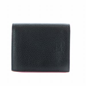 Christian Louboutin 1165160 24AW PAROS 二つ折り財布 スパイクスタッズ カーフスキン ブラック レッド