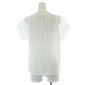 BLUE LABEL CRESTBRIDGE シャツ ブラウス カットソー フレンチスリーブ レース リボン ロゴプレート 36 S 白 ホワイト