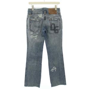 DOLCE&GABBANA デニム パンツ ジーンズ ダメージ加工 ロゴ 刺繍 38 S 青 ブルー IDP1S/800R /TK