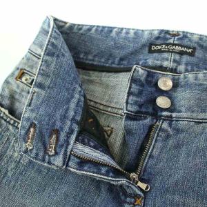 DOLCE&GABBANA デニム パンツ ジーンズ ダメージ加工 ロゴ 刺繍 38 S 青 ブルー IDP1S/800R /TK