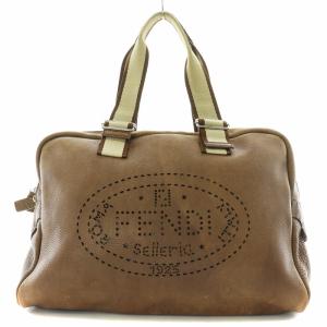 selleria ボストンバッグ ハンドバッグ ショルダーバッグ パンチング レザー 茶 ブラウン