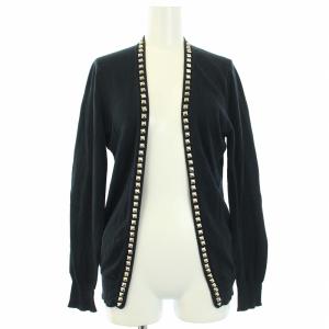 カーディガン ニット スタッズ 長袖 コットン FREE 黒 ブラック 0121ND01